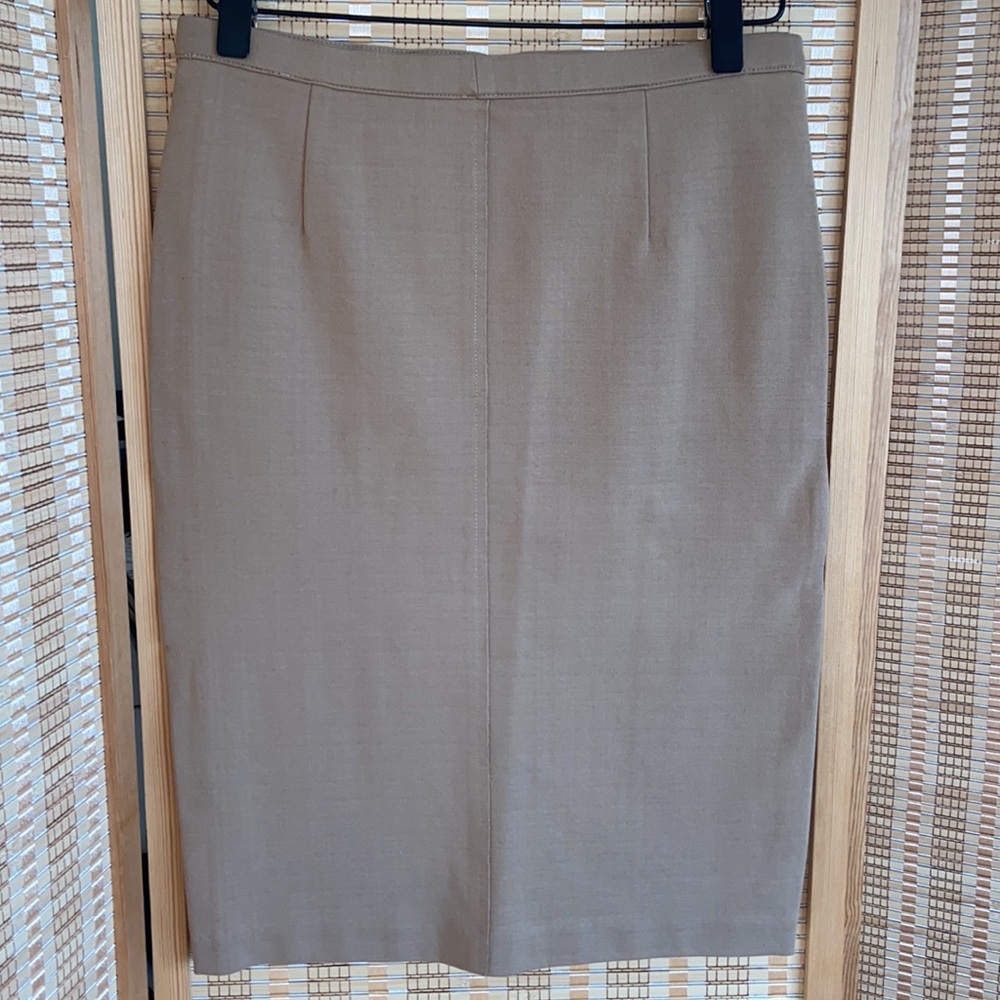 ZARA high waist pencil skirt panel canvas camel coffee mocha S stretch cotton - Picture 4 of 4